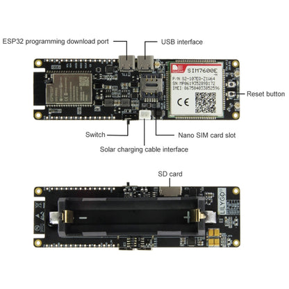 TTGO T-SIM7600E-H ESP32 WiFi Bluetooth 18560 แบตเตอรี่ผู้ถือพลังงานแสงอาทิตย์ชาร์จโมดูลบอร์ดพัฒนา, T-SIM7600E-H