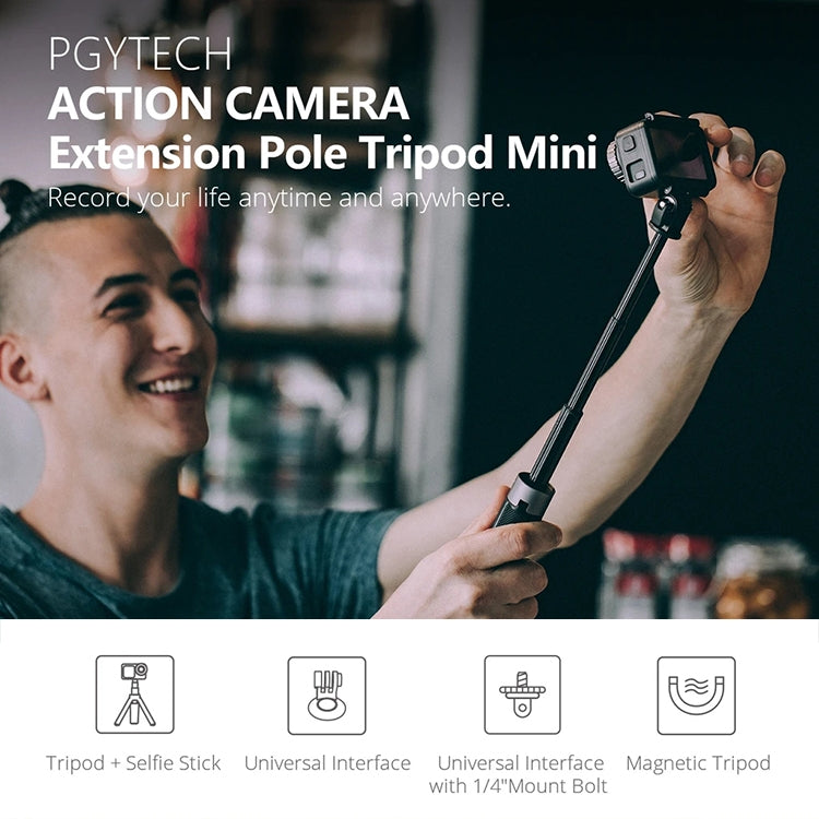 PGYTECH P-GM-117 กล้องแอคชั่นแคมเมรา ขาตั้ง ส่วนต่อขยายเซลฟี่สติ๊กสำหรับ DJI Osmo Action, P-GM-117