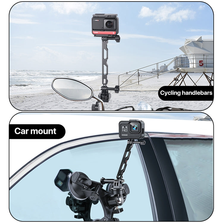 อลูมิเนียมส่วนขยายแขนจับ Extenter สำหรับ GoPro Hero11 สีดำ / HERO10 สีดำ / HERO9 สีดำ / HERO8 / HERO7 / 6/5/5 เซสชัน / 4 เซสชัน / 4/3+ / 3/2/1, Insta360 ONE R, DJI Osmo Action และอื่น ๆกล้องแอ็คชั่น
