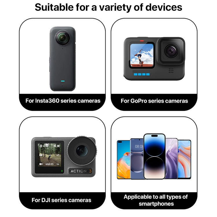 อลูมิเนียมส่วนขยายแขนจับ Extenter สำหรับ GoPro Hero11 สีดำ / HERO10 สีดำ / HERO9 สีดำ / HERO8 / HERO7 / 6/5/5 เซสชัน / 4 เซสชัน / 4/3+ / 3/2/1, Insta360 ONE R, DJI Osmo Action และอื่น ๆกล้องแอ็คชั่น