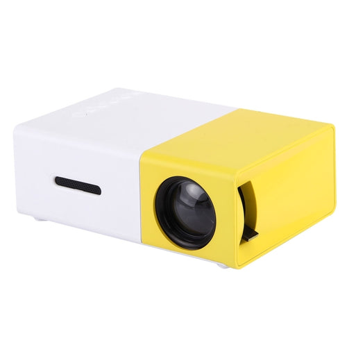 YG-300 0.8-2M 24-60 นิ้ว 400-600 Lumens LED Projector โฮมเธียเตอร์ HD พร้อมสายเคเบิลแปลงวิดีโอ 3 ใน 1 และรีโมทคอนโทรลขนาด: 12.6 x 8.6 x 4.6 ซม. ปลั๊ก EU