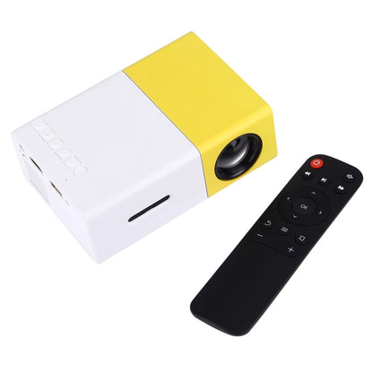 YG-300 0.8-2M 24-60 นิ้ว 400-600 Lumens LED Projector โฮมเธียเตอร์ HD พร้อมสายเคเบิลแปลงวิดีโอ 3 ใน 1 และรีโมทคอนโทรลขนาด: 12.6 x 8.6 x 4.6 ซม. ปลั๊ก EU