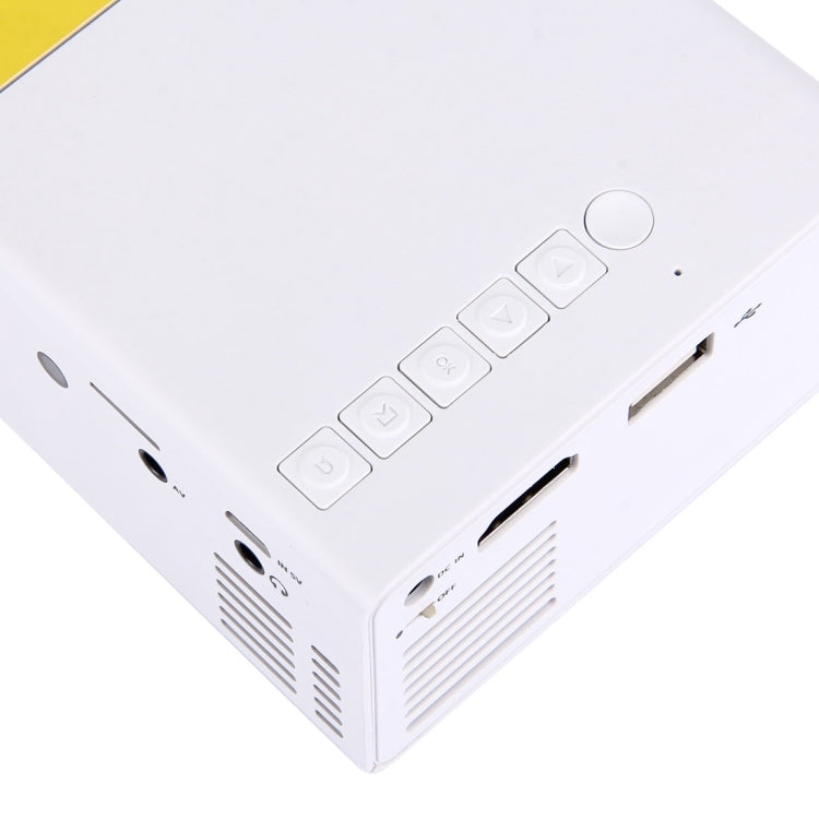 YG-300 0.8-2M 24-60 นิ้ว 400-600 Lumens LED Projector โฮมเธียเตอร์ HD พร้อมสายเคเบิลแปลงวิดีโอ 3 ใน 1 และรีโมทคอนโทรลขนาด: 12.6 x 8.6 x 4.6 ซม. ปลั๊ก EU