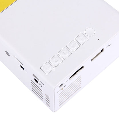YG-300 0.8-2M 24-60 นิ้ว 400-600 Lumens LED Projector โฮมเธียเตอร์ HD พร้อมสายเคเบิลแปลงวิดีโอ 3 ใน 1 และรีโมทคอนโทรลขนาด: 12.6 x 8.6 x 4.6 ซม. ปลั๊ก EU