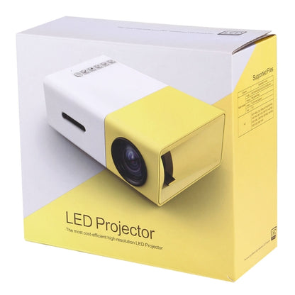 YG-300 0.8-2M 24-60 นิ้ว 400-600 Lumens LED Projector โฮมเธียเตอร์ HD พร้อมสายเคเบิลแปลงวิดีโอ 3 ใน 1 และรีโมทคอนโทรลขนาด: 12.6 x 8.6 x 4.6 ซม. ปลั๊ก EU