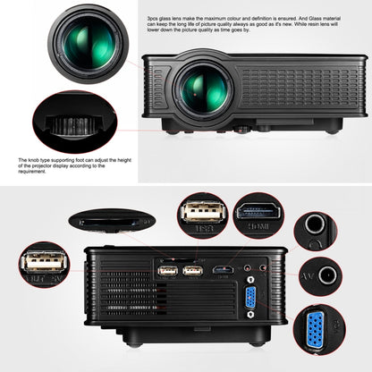 LY-50 1800 Lumens 1280x800 โฮมเธียเตอร์ LED Projector พร้อมรีโมทคอนโทรล รองรับ AV และ USB และ VGA และ HDMI, LY-50