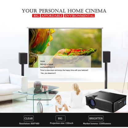 LY-50 1800 Lumens 1280x800 โฮมเธียเตอร์ LED Projector พร้อมรีโมทคอนโทรล รองรับ AV และ USB และ VGA และ HDMI, LY-50