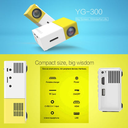 YG300 400LM แบบพกพามินิโฮมเธียเตอร์โปรเจคเตอร์ LED พร้อมรีโมทคอนโทรลรองรับ HDMI, AV, SD, อินเทอร์เฟซ USB