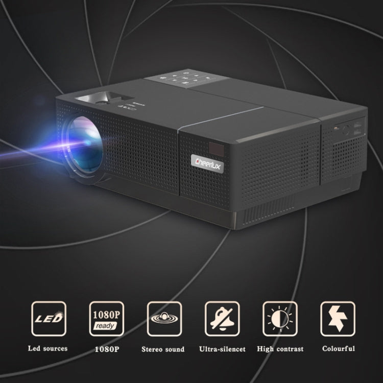 Cheerlux CL770 4000 Lumens 1920 x 1080P โปรเจคเตอร์อัจฉริยะ Full HD รองรับ HDMI x 2 / USB x 2 / VGA / AV, CL770 (Black)