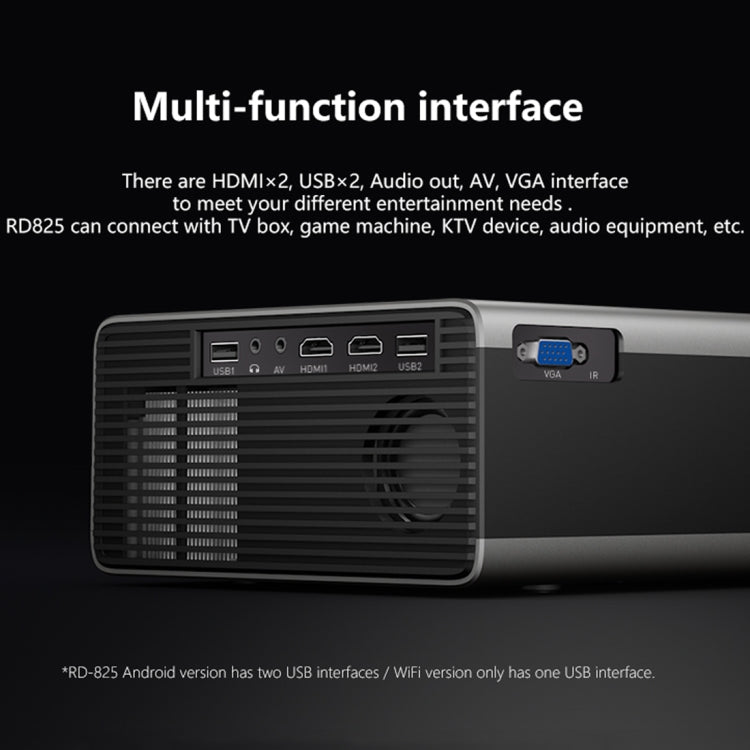 RD825 1280x720 2200LM มินิโปรเจคเตอร์ LED โฮมเธียเตอร์, รองรับ HDMI และ AV และ VGA และ USB, รุ่นโทรศัพท์มือถือ, Mobile Phone Version