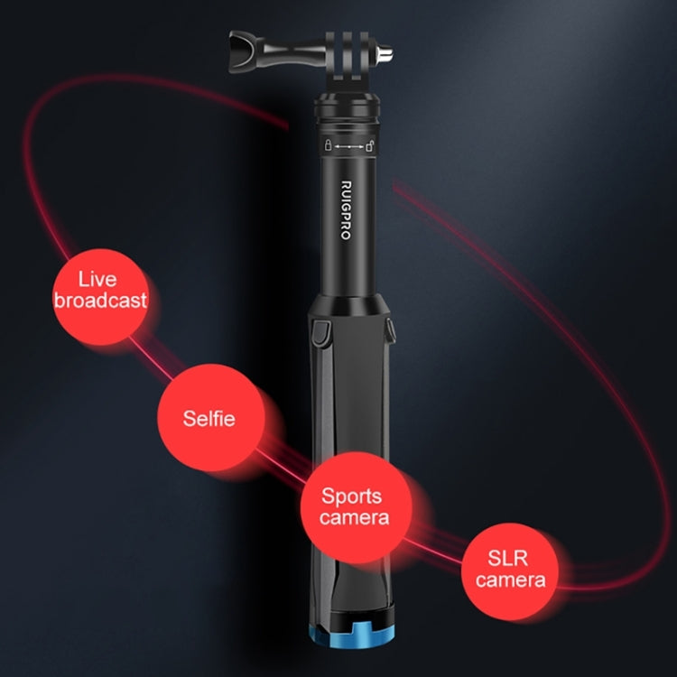 RUIGPRO ชิ้นเดียวมือถือขาตั้งกล้องไม้เซลฟี่กล้องส่องทางไกล Monopod Mount สำหรับ DJI Osmo Action, GoPro HERO10 สีดำ / 9 สีดำ / HERO8 สีดำ / 7 / 6 / 5 / 5 เซสชัน / 4 เซสชัน / 4 /3 + / 3 /2 /1, Xiaoyiและกล้องแอ็คชั่นอื่นๆ, Black)