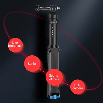RUIGPRO ชิ้นเดียวมือถือขาตั้งกล้องไม้เซลฟี่กล้องส่องทางไกล Monopod Mount สำหรับ DJI Osmo Action, GoPro HERO10 สีดำ / 9 สีดำ / HERO8 สีดำ / 7 / 6 / 5 / 5 เซสชัน / 4 เซสชัน / 4 /3 + / 3 /2 /1, Xiaoyiและกล้องแอ็คชั่นอื่นๆ, Black)