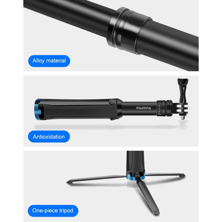 RUIGPRO ชิ้นเดียวมือถือขาตั้งกล้องไม้เซลฟี่กล้องส่องทางไกล Monopod Mount สำหรับ DJI Osmo Action, GoPro HERO10 สีดำ / 9 สีดำ / HERO8 สีดำ / 7 / 6 / 5 / 5 เซสชัน / 4 เซสชัน / 4 /3 + / 3 /2 /1, Xiaoyiและกล้องแอ็คชั่นอื่นๆ, Black)