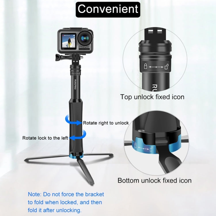 RUIGPRO ชิ้นเดียวมือถือขาตั้งกล้องไม้เซลฟี่กล้องส่องทางไกล Monopod Mount สำหรับ DJI Osmo Action, GoPro HERO10 สีดำ / 9 สีดำ / HERO8 สีดำ / 7 / 6 / 5 / 5 เซสชัน / 4 เซสชัน / 4 /3 + / 3 /2 /1, Xiaoyiและกล้องแอ็คชั่นอื่นๆ, Black)