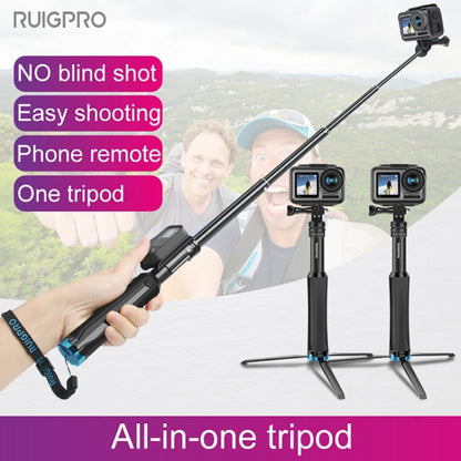 RUIGPRO ชิ้นเดียวมือถือขาตั้งกล้องไม้เซลฟี่กล้องส่องทางไกล Monopod Mount สำหรับ DJI Osmo Action, GoPro HERO10 สีดำ / 9 สีดำ / HERO8 สีดำ / 7 / 6 / 5 / 5 เซสชัน / 4 เซสชัน / 4 /3 + / 3 /2 /1, Xiaoyiและกล้องแอ็คชั่นอื่นๆ, Black)