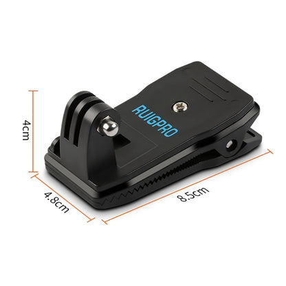 RUIGPRO กระเป๋าเป้สะพายหลังหมุนได้ 360 องศา Rec-Mounts คลิปหนีบ Mount พร้อมสกรูสำหรับ GoPro HERO9 Black / HERO8 Black / 7/6/5/5 เซสชัน / 4 เซสชัน / 4/3+ / 3/2/1, DJI Osmo Action, Xiaoyi และกล้องแอ็คชั่นอื่นๆ, 360 Degree Rotation Clip