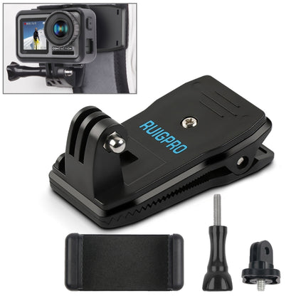 RUIGPRO กระเป๋าเป้สะพายหลังหมุนได้ 360 องศา Rec-Mounts คลิปหนีบ Mount + ที่หนีบโทรศัพท์สำหรับ GoPro HERO9 Black / HERO8 Black / 7/6/5/5 เซสชัน / 4 เซสชัน / 4/3 + / 3/2/1, DJI Osmo Action, Xiaoyiและกล้องแอ็คชั่นอื่นๆ, Rec-Mounts+Clamp