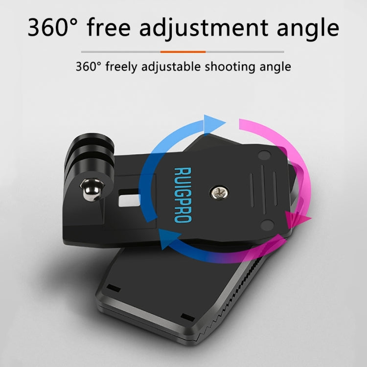 RUIGPRO กระเป๋าเป้สะพายหลังหมุนได้ 360 องศา Rec-Mounts คลิปหนีบ Mount + ที่หนีบโทรศัพท์สำหรับ GoPro HERO9 Black / HERO8 Black / 7/6/5/5 เซสชัน / 4 เซสชัน / 4/3 + / 3/2/1, DJI Osmo Action, Xiaoyiและกล้องแอ็คชั่นอื่นๆ, Rec-Mounts+Clamp