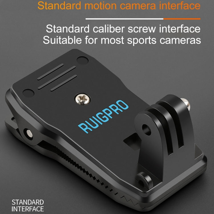 RUIGPRO กระเป๋าเป้สะพายหลังหมุนได้ 360 องศา Rec-Mounts คลิปหนีบ Mount + ที่หนีบโทรศัพท์สำหรับ GoPro HERO9 Black / HERO8 Black / 7/6/5/5 เซสชัน / 4 เซสชัน / 4/3 + / 3/2/1, DJI Osmo Action, Xiaoyiและกล้องแอ็คชั่นอื่นๆ, Rec-Mounts+Clamp