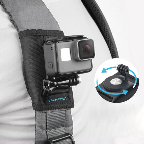 RUIGPRO ตะขอและห่วง Fastener กระเป๋าเป้สะพายหลัง Rec-Mounts คลิปหนีบ Mount พร้อมสกรูสำหรับ GoPro HERO9 สีดำ / HERO8 สีดำ / 7/6/5/5 เซสชัน / 4 เซสชัน / 4/3 + / 3/2/1, DJI Osmo Action, Xiaoyiและกล้องแอ็คชั่นอื่นๆ, Hook and Loop Fastener Clip
