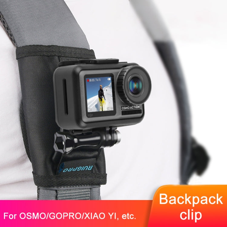 RUIGPRO ตะขอและห่วง Fastener กระเป๋าเป้สะพายหลัง Rec-Mounts คลิปหนีบ Mount พร้อมสกรูสำหรับ GoPro HERO9 สีดำ / HERO8 สีดำ / 7/6/5/5 เซสชัน / 4 เซสชัน / 4/3 + / 3/2/1, DJI Osmo Action, Xiaoyiและกล้องแอ็คชั่นอื่นๆ, Hook and Loop Fastener Clip