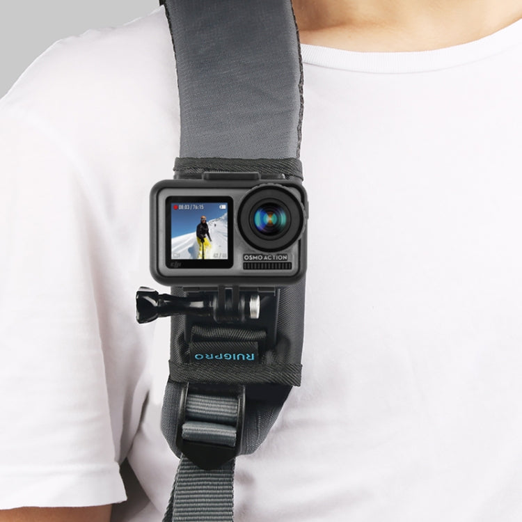 RUIGPRO ตะขอและห่วง Fastener กระเป๋าเป้สะพายหลัง Rec-Mounts คลิปหนีบ Mount พร้อมสกรูสำหรับ GoPro HERO9 สีดำ / HERO8 สีดำ / 7/6/5/5 เซสชัน / 4 เซสชัน / 4/3 + / 3/2/1, DJI Osmo Action, Xiaoyiและกล้องแอ็คชั่นอื่นๆ, Hook and Loop Fastener Clip
