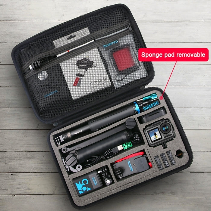 RUIGPRO กล่องเคสแบบพกพากันน้ำกันกระแทกสำหรับ DJI Osmo Action ขนาด: 28 ซม. x 19.7 ซม. x 6.8 ซม., Medium
