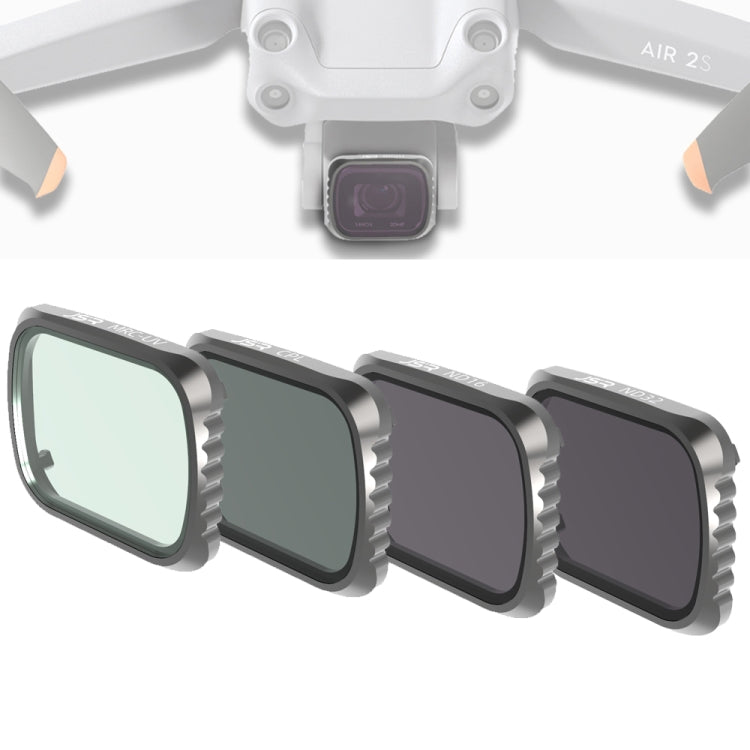 JSR KS 4 in 1 UV + CPL + ND16 + ND32 ฟิลเตอร์เลนส์สำหรับ DJI Air 2S, กรอบอลูมิเนียม, UV + CPL + ND16 + ND32
