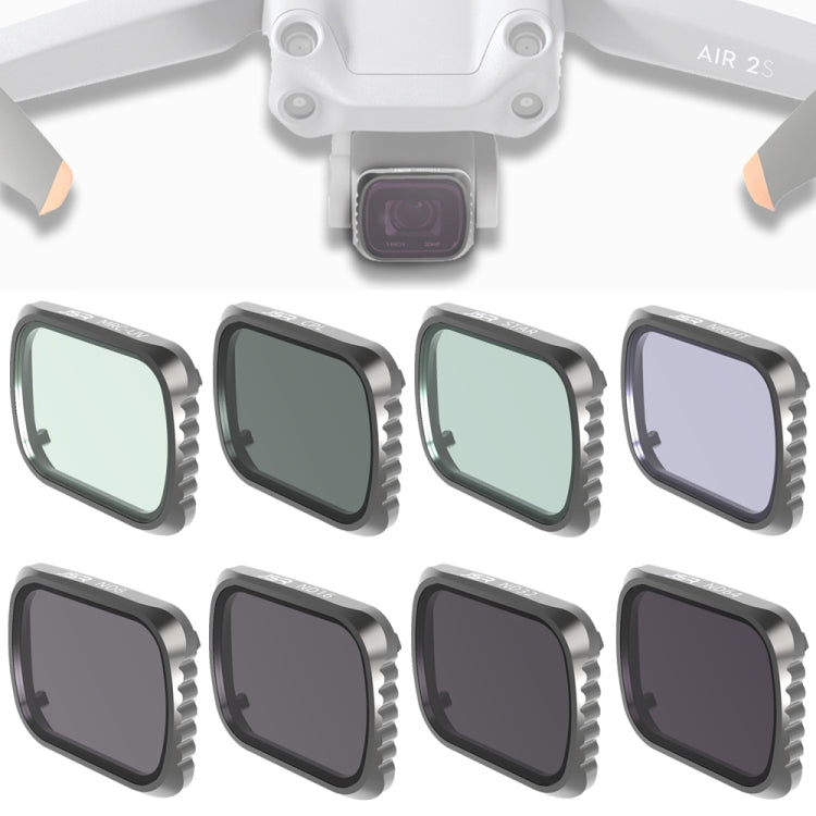 JSR KS 8 in 1 UV + CPL + ND8 + ND16 + ND32 + ND64 + STAR + NIGHT เลนส์กรองสำหรับ DJI Air 2S, กรอบอลูมิเนียม, UV + CPL + ND8 + ND16 + ND32 + ND64 + STAR + NIGHT