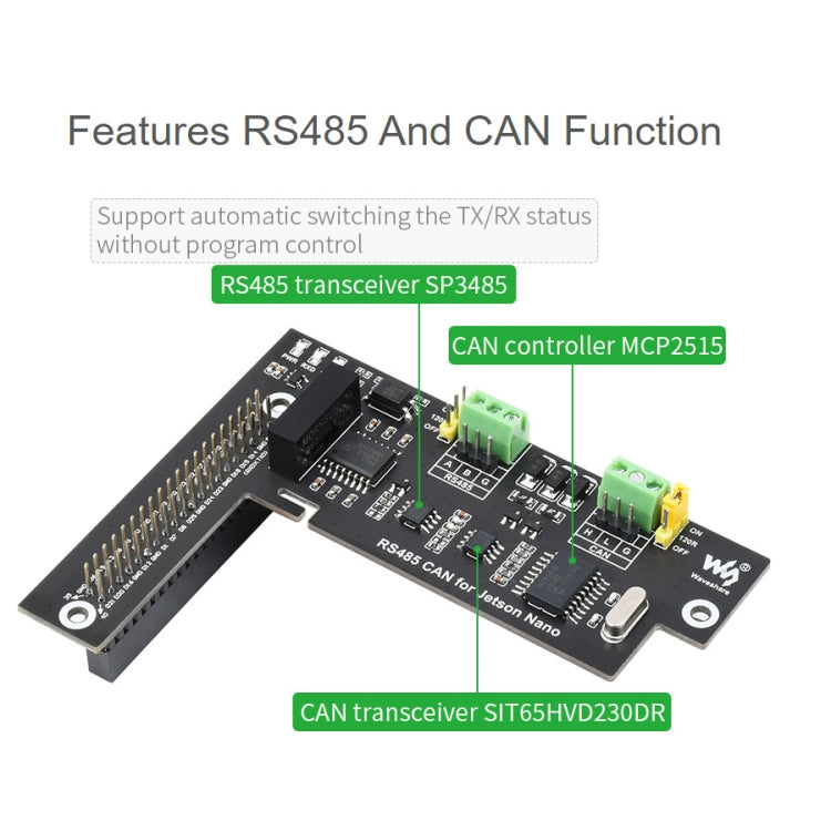 บอร์ดขยาย Waveshare RS485 CAN สำหรับ Jetson Nano, การแยกสัญญาณแบบดิจิทัล, วงจรป้องกันในตัว