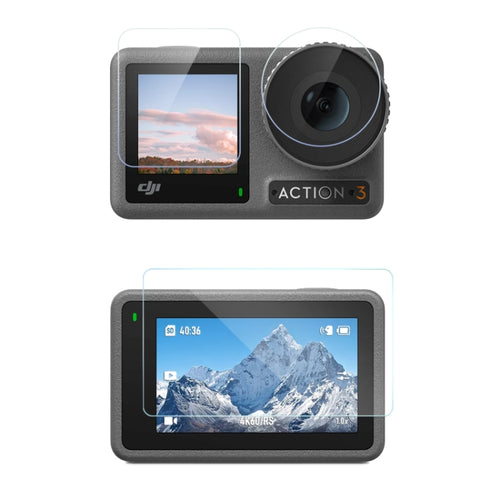 สำหรับ DJI Osmo Action 3 3-in-1 เลนส์ด้านหน้าและด้านหลังหน้าจอเพชรฟิล์มป้องกันการระเบิด, For DJI Osmo Action 3