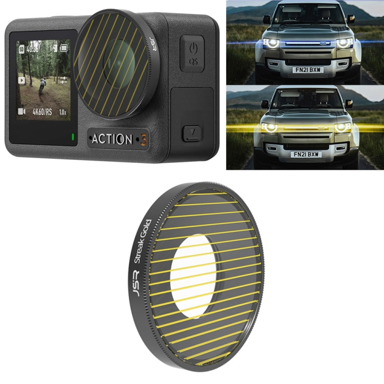 JSR Streak Drawing Lens Filter สำหรับ DJI Osmo Action 3, Streak Gold, Streak Blue