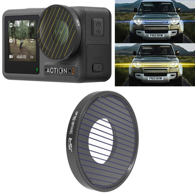 JSR Streak Drawing Lens Filter สำหรับ DJI Osmo Action 3, Streak Gold, Streak Blue