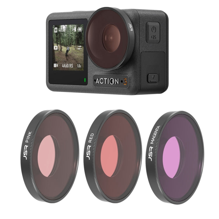 JSR ดำน้ำสีแดง / ชมพู / ม่วงเลนส์กรองสำหรับ DJI Osmo Action 3, 3 in 1 Diving Filter