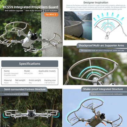 สำหรับ DJI Mini 3 Sunnylife โดรน ใบพัดป้องกันแหวนป้องกันการชนกัน