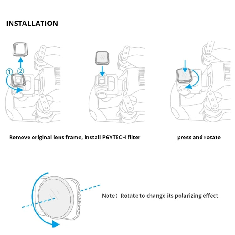PGYTECH P-16A-032 ตัวกรองเลนส์ UV สำหรับอุปกรณ์เสริม DJI Mavic Air 2 Drone, UV Lens