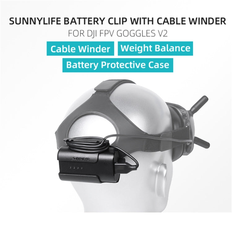 Sunnylife แบตเตอรี่ ที่ใส่คลิปการจัดการสายเคเบิล Winder เคส สำหรับ DJI FPV Goggles V2, Sunnylife Battery Bracket