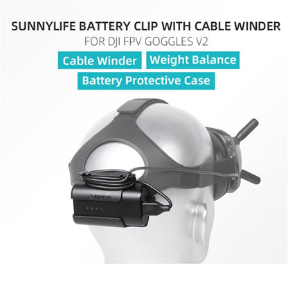 Sunnylife แบตเตอรี่ ที่ใส่คลิปการจัดการสายเคเบิล Winder เคส สำหรับ DJI FPV Goggles V2, Sunnylife Battery Bracket