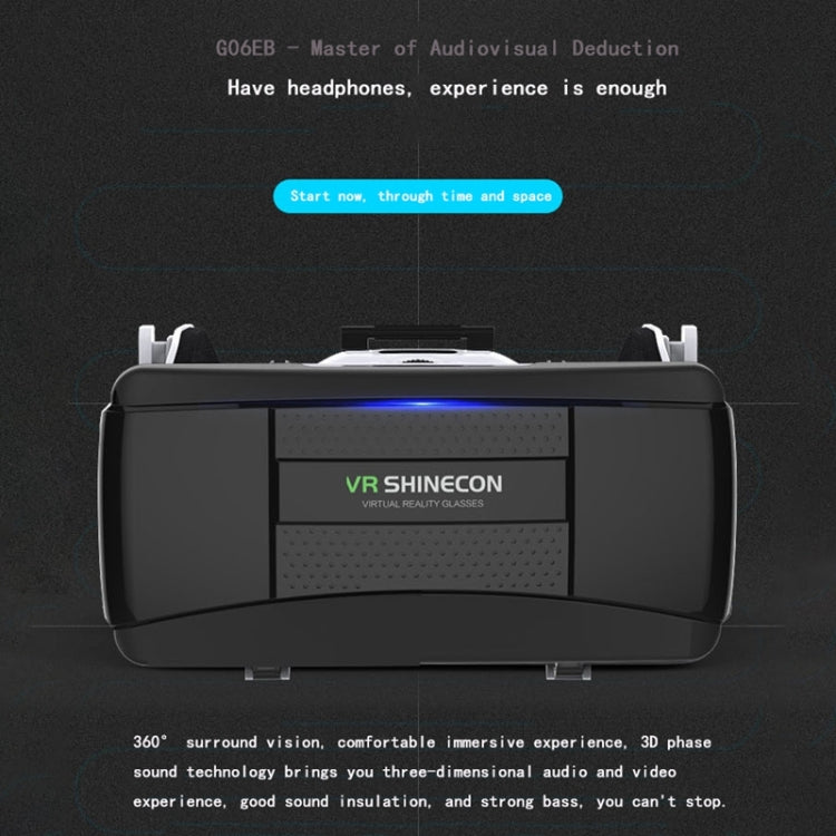 VR SHINECON G06EB แว่นตาวิดีโอ 3D ความจริงเสมือน เหมาะสำหรับสมาร์ทโฟน 4.7 นิ้ว - 6.1 นิ้วพร้อมชุดหูฟังไฮไฟ, G06EB