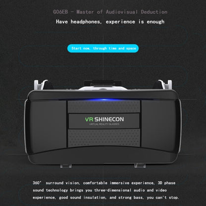 VR SHINECON G06EB แว่นตาวิดีโอ 3D ความจริงเสมือน เหมาะสำหรับสมาร์ทโฟน 4.7 นิ้ว - 6.1 นิ้วพร้อมชุดหูฟังไฮไฟ, G06EB