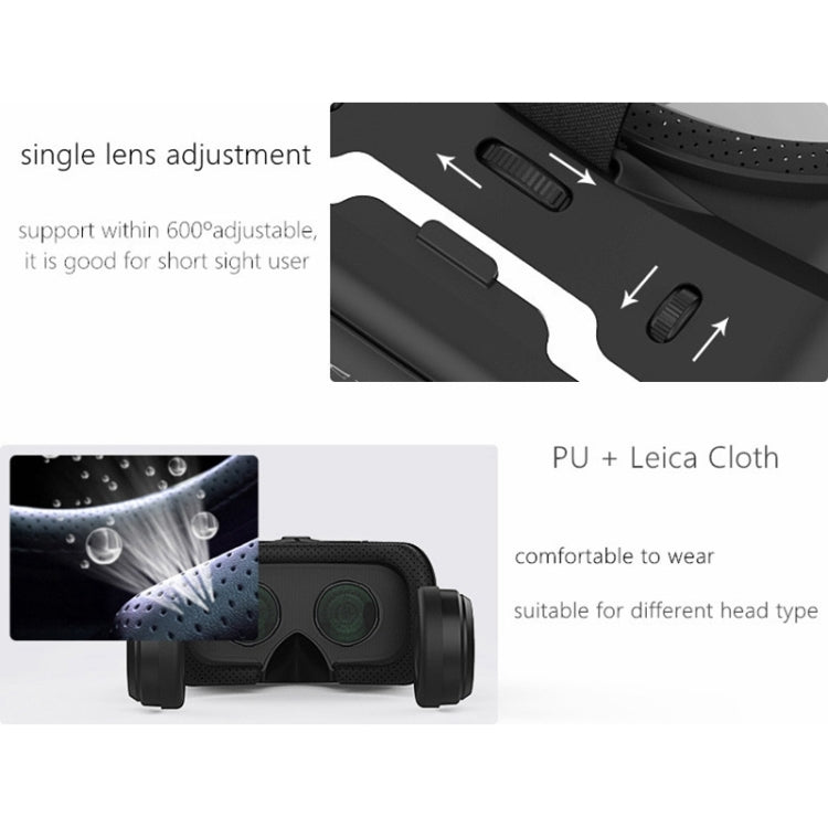VR SHINECON G04E แว่นตาวิดีโอ 3 มิติเสมือนจริงเหมาะสำหรับสมาร์ทโฟนขนาด 3.5 นิ้ว - 6.0 นิ้วพร้อมชุดหูฟังไฮไฟ