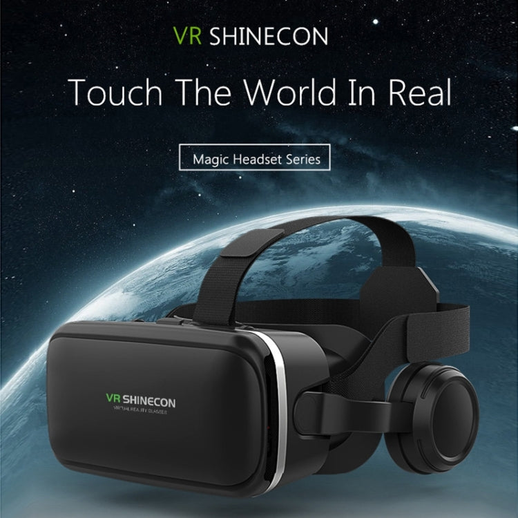 VR SHINECON G04E แว่นตาวิดีโอ 3 มิติเสมือนจริงเหมาะสำหรับสมาร์ทโฟนขนาด 3.5 นิ้ว - 6.0 นิ้วพร้อมชุดหูฟังไฮไฟ
