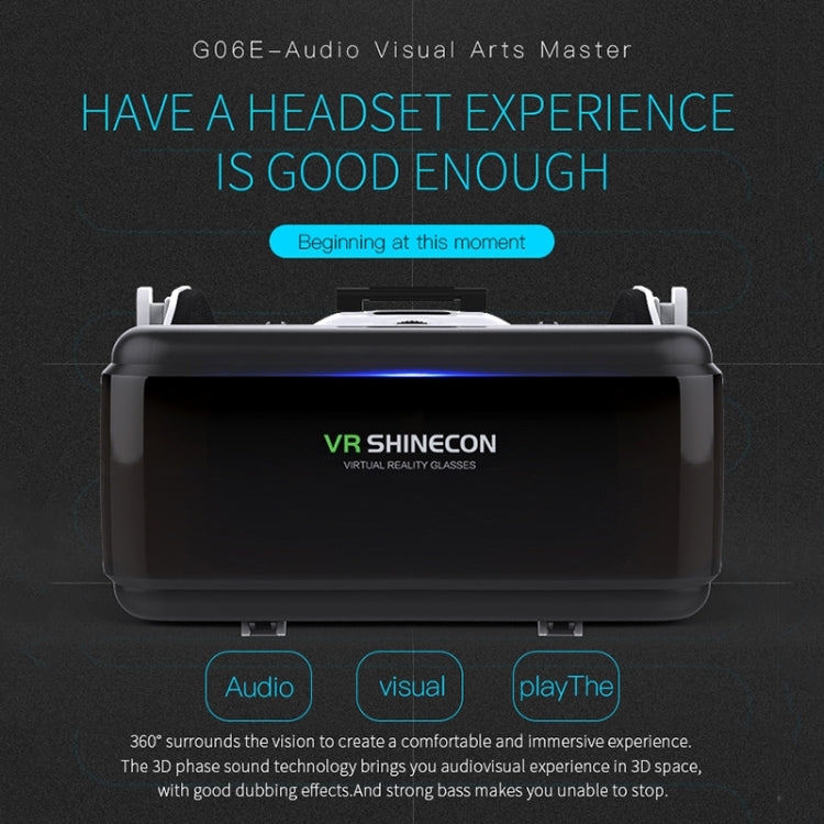 VR SHINECON G06E แว่นตาวิดีโอ 3 มิติเสมือนจริงเหมาะสำหรับสมาร์ทโฟนขนาด 4.7 นิ้ว - 6.1 นิ้วพร้อมชุดหูฟัง, G06E