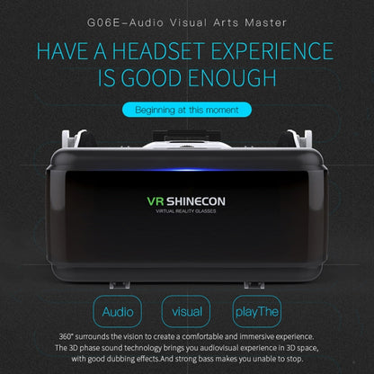 VR SHINECON G06E แว่นตาวิดีโอ 3 มิติเสมือนจริงเหมาะสำหรับสมาร์ทโฟนขนาด 4.7 นิ้ว - 6.1 นิ้วพร้อมชุดหูฟัง, G06E