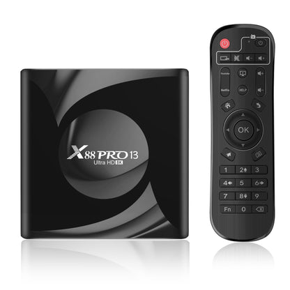 X88 Pro 13 Android 13.0 กล่องสมาร์ททีวีพร้อมรีโมท, RK3528 Quad-Core, 4G+64GB, 4G+64GB