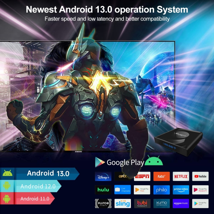 X88 Pro 13 Android 13.0 กล่องสมาร์ททีวีพร้อมรีโมท, RK3528 Quad-Core, 4G+64GB, 4G+64GB