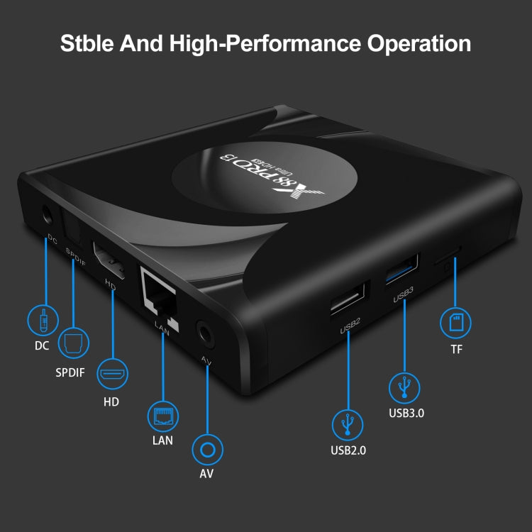 X88 Pro 13 Android 13.0 กล่องสมาร์ททีวีพร้อมรีโมท, RK3528 Quad-Core, 4G+64GB, 4G+64GB