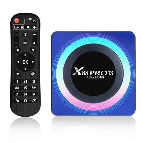 อะคริลิค X88 Pro 13 8K Ultra HD Android 13.0 กล่องสมาร์ททีวีพร้อมรีโมทคอนโทรล, RK3528 Quad-Core, 4G+32GB, 4G+32GB