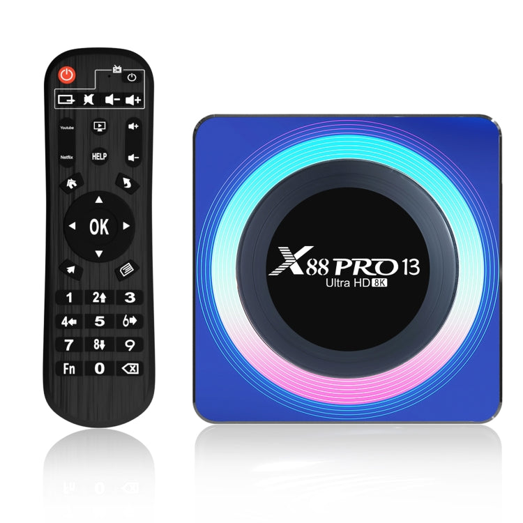 อะคริลิค X88 Pro 13 8K Ultra HD Android 13.0 กล่องสมาร์ททีวีพร้อมรีโมทคอนโทรล, RK3528 Quad-Core, 4G+32GB, 4G+32GB