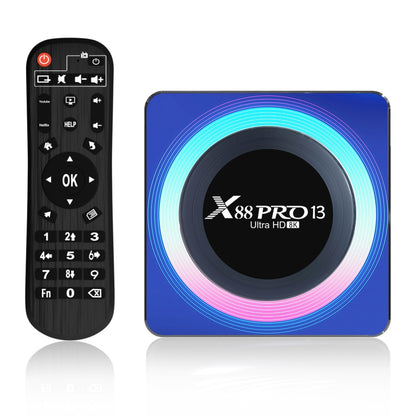 อะคริลิค X88 Pro 13 8K Ultra HD Android 13.0 กล่องสมาร์ททีวีพร้อมรีโมทคอนโทรล, RK3528 Quad-Core, 4G+32GB, 4G+32GB